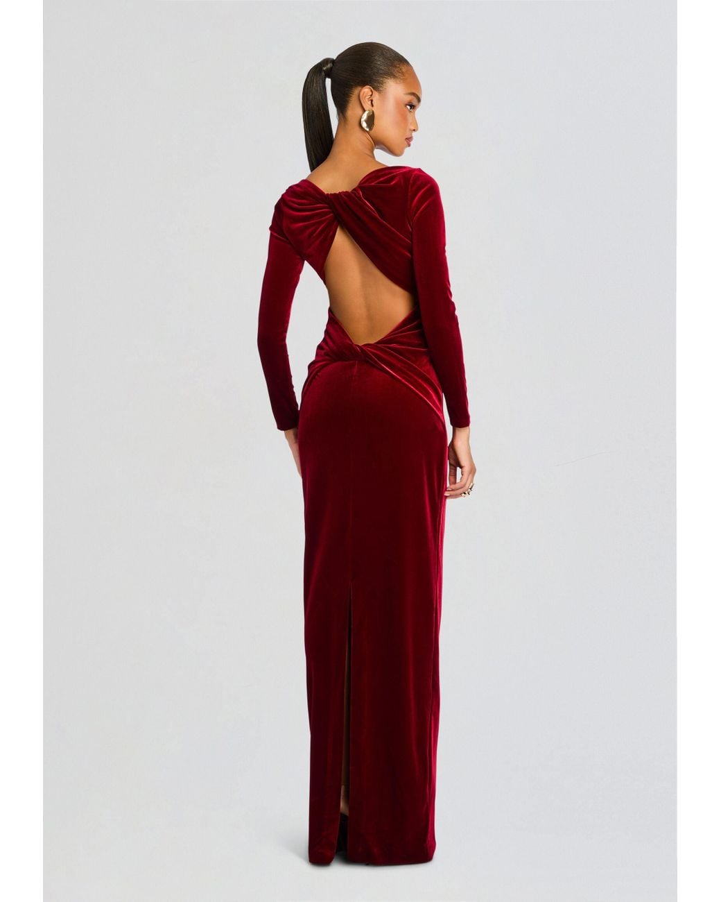 Black Velvet Backless Dress Retrofte Alizee Velvet Dress In Red Lyst