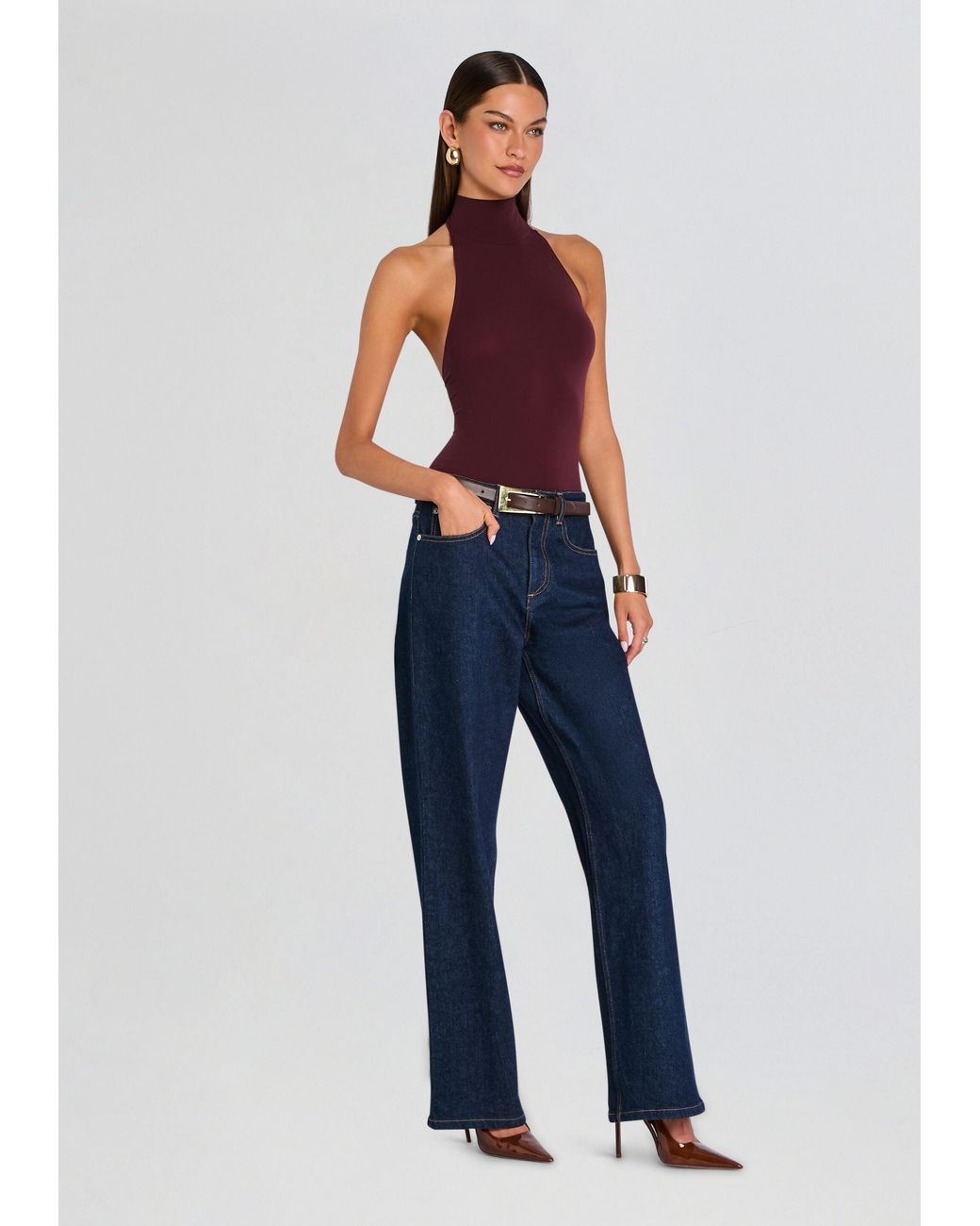 Commando Red Ballet Turtleneck Halter Bodysuit