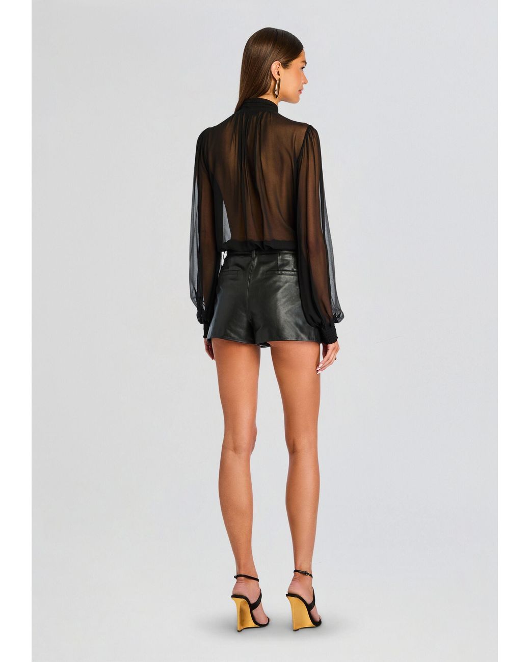 retroféte Black Hasli Silk Chiffon Top