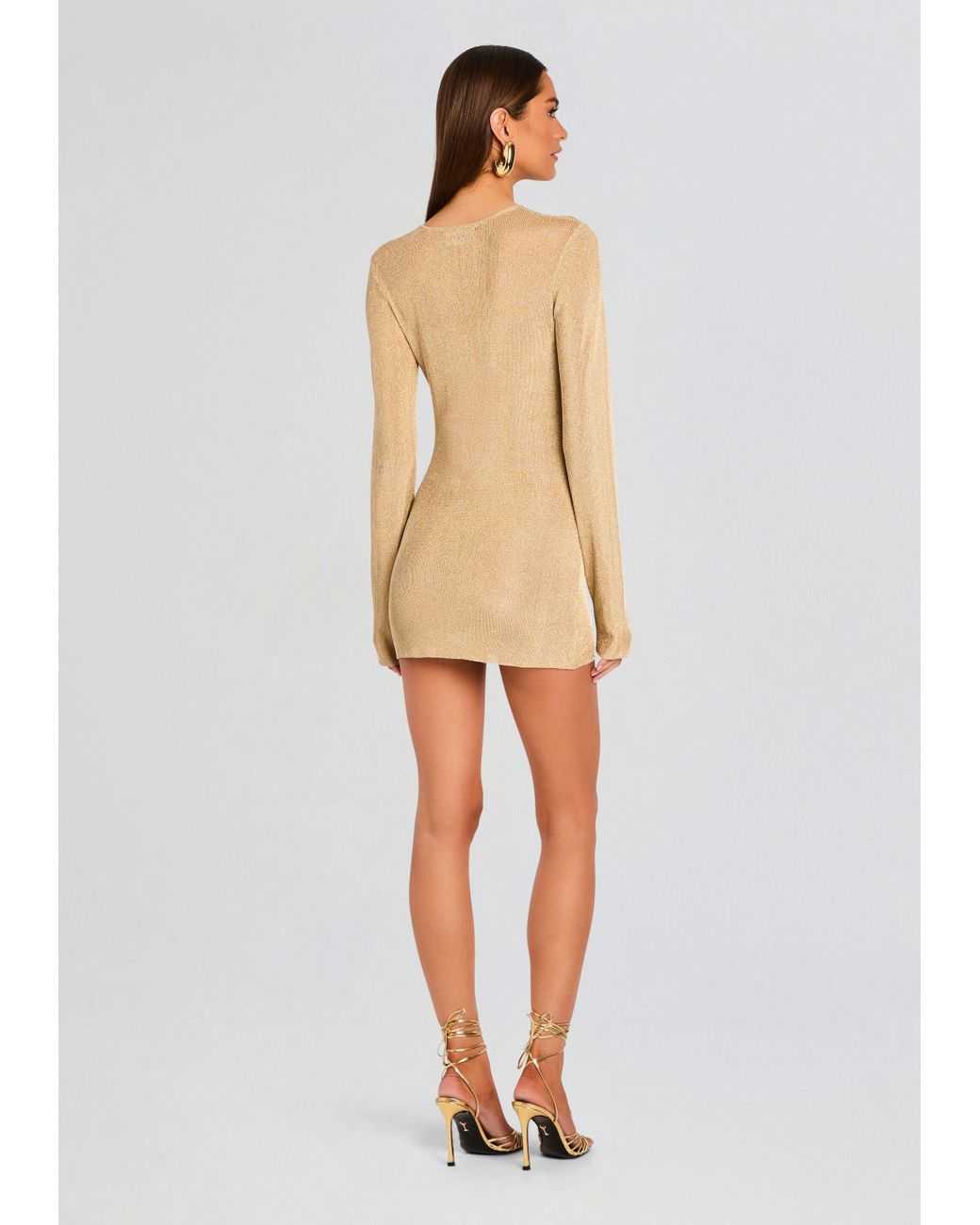 SER.O.YA Emeri Metallic Knit Mini Dress in Natural | Lyst