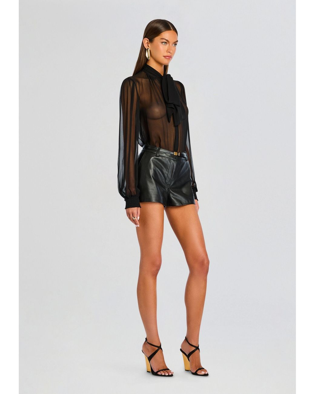 retroféte Black Hasli Silk Chiffon Top