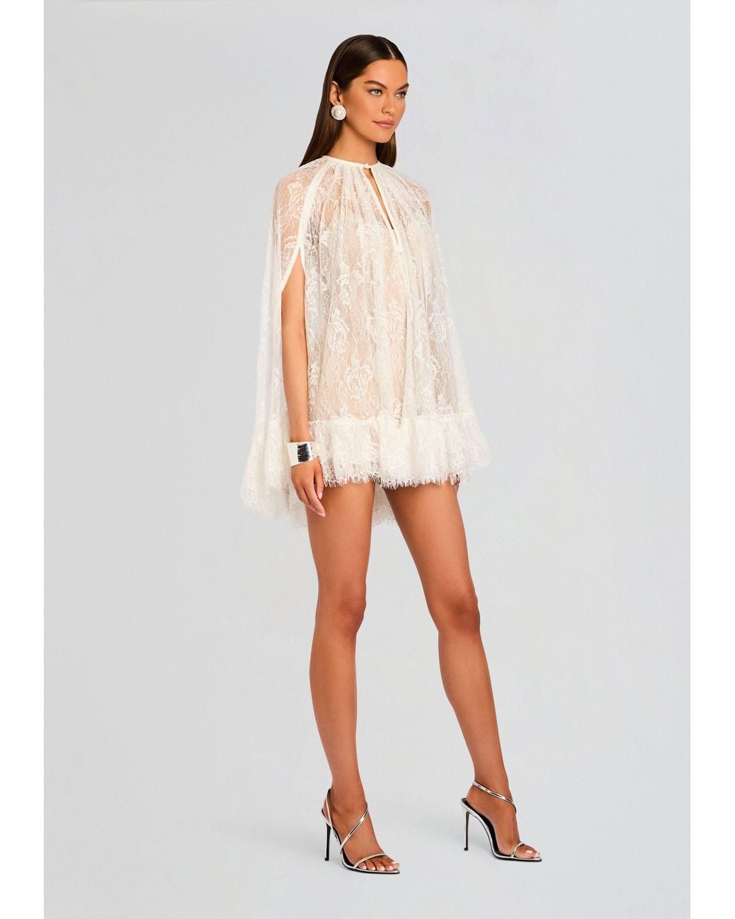 Hemant & Nandita Adra Mini Cape Dress in White | Lyst