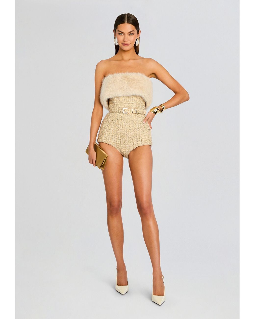 retroféte White Concetta Tweed Romper