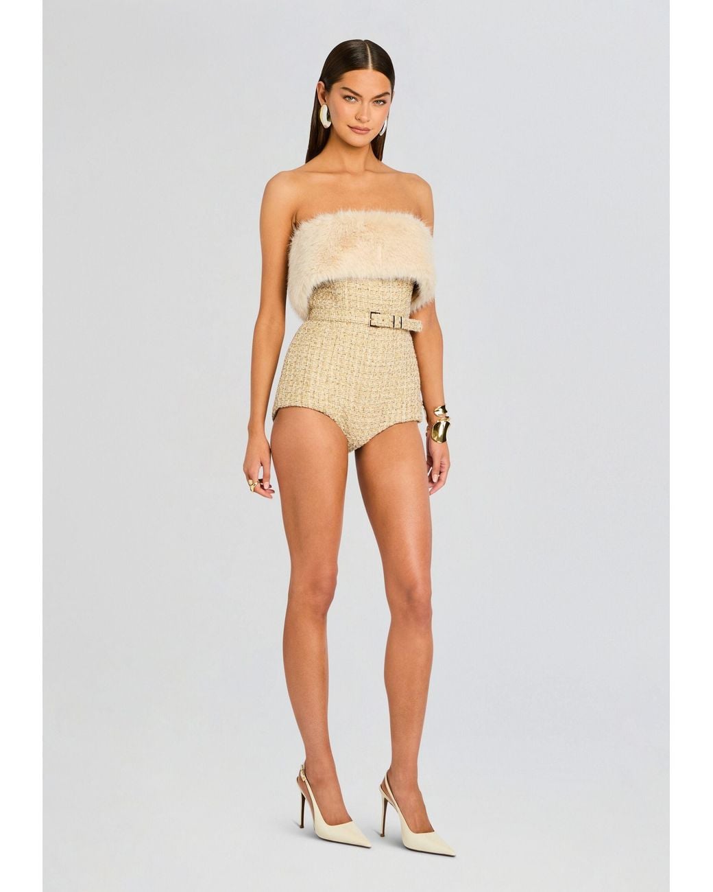 retroféte White Concetta Tweed Romper