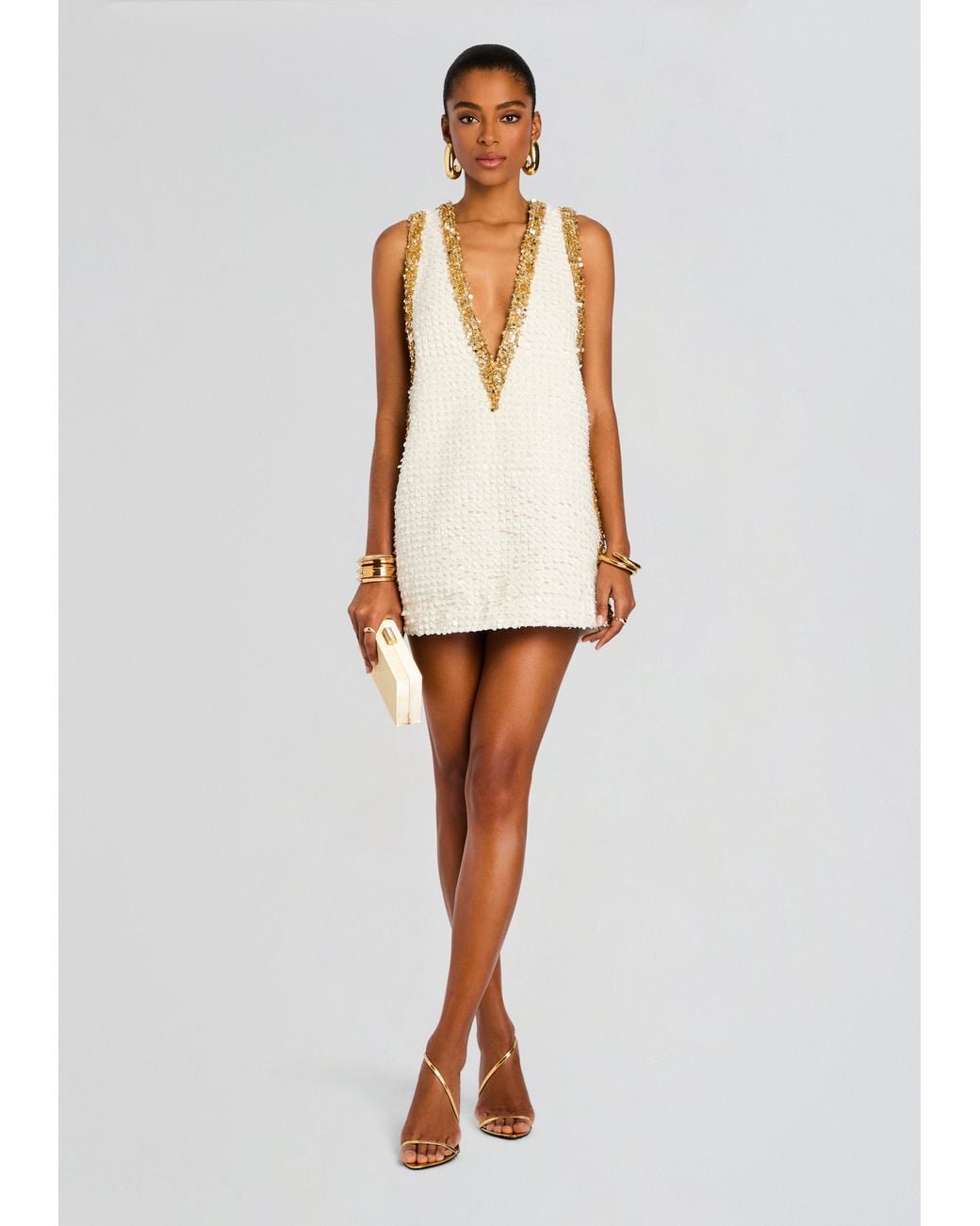 slim fit dress slacks White Sleeveless Short Dress with Gold Buckle main image 0