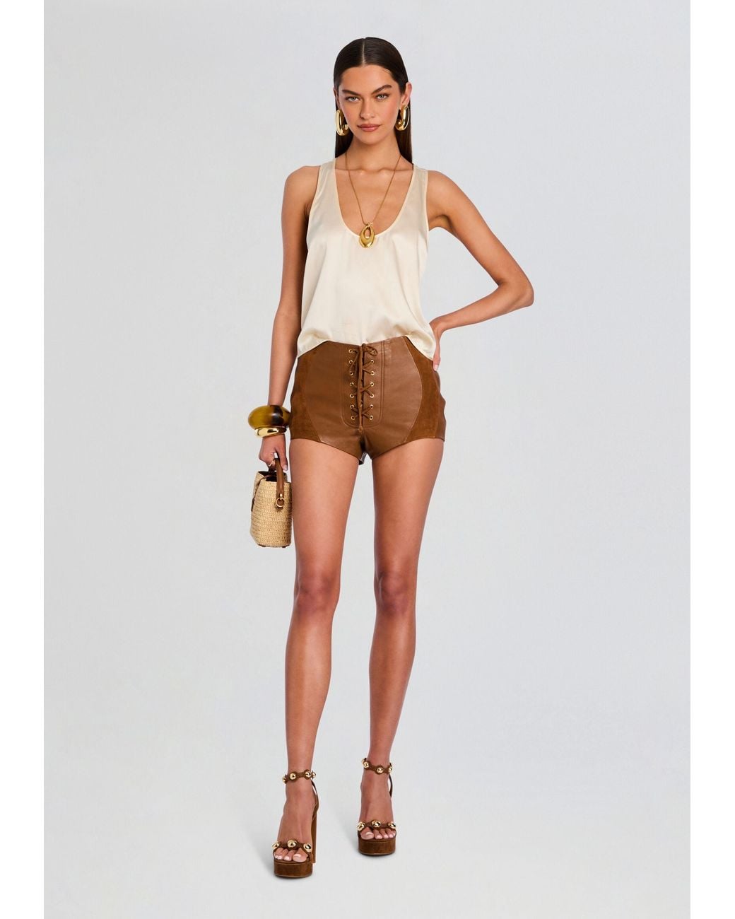 retroféte Orange Agda Suede Short