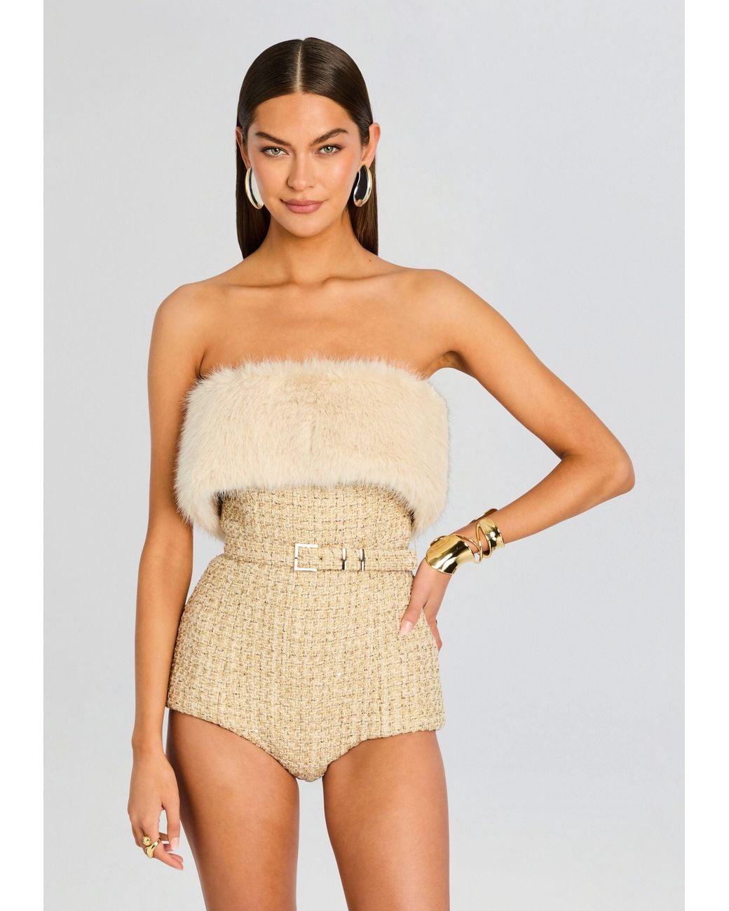 retroféte White Concetta Tweed Romper