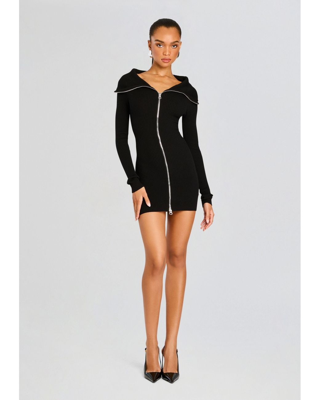 SER.O.YA Vesper Off Shoulder Knit Mini Dress in Black | Lyst