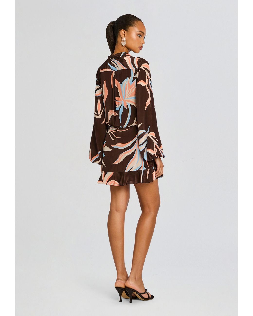 Rococo Sand White Fern Front Wrap Mini Dress