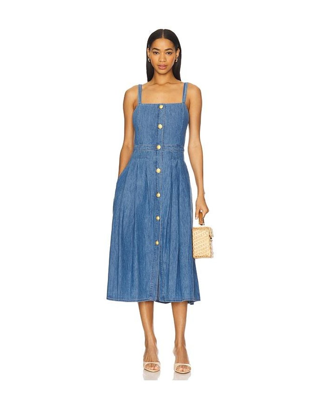 L'Agence Blue Esmeralda Pinafore Dress