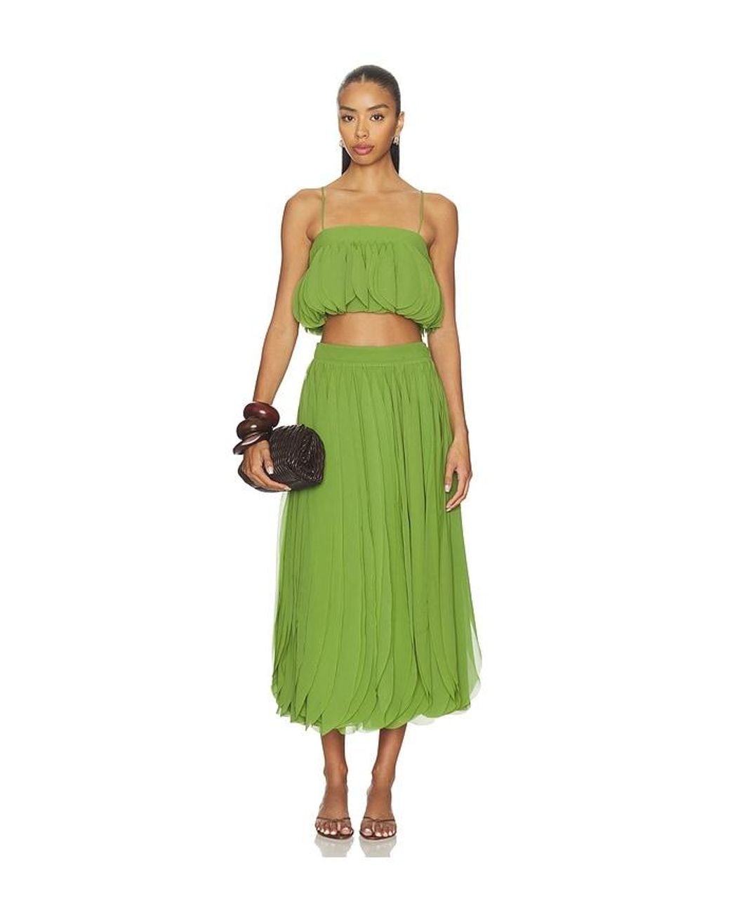 AMUR Green Sonia Ruffle Top