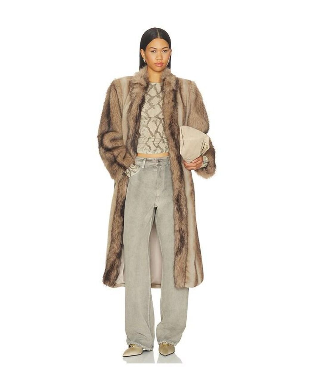DUCIE Natural Betty Long Fur Coat
