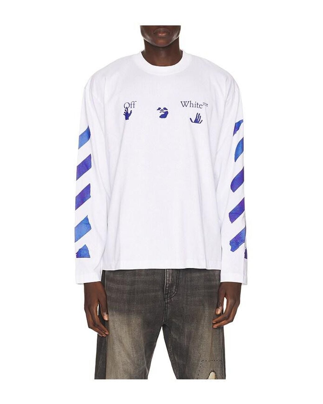 Off-White c/o Virgil Abloh Blue Bacco Arrow Skate Long Sleeve Tee for men
