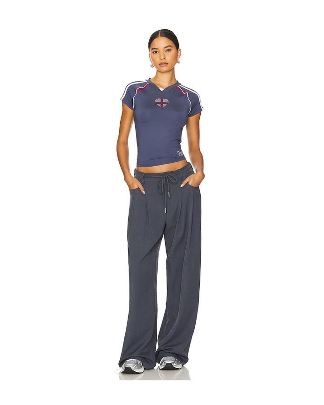 Lioness Blue Slouchy Twill Tie-Up Pants