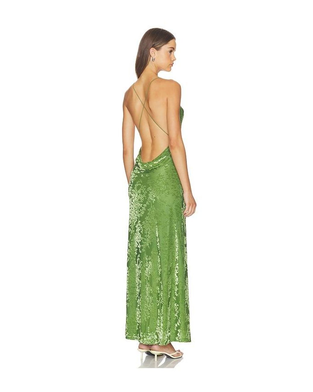 Runaway the Label Green Lyssa Cowl Cross Back Maxi Dress