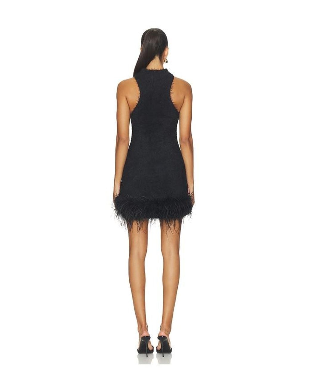 MAJORELLE Black Starlette Feather Dress