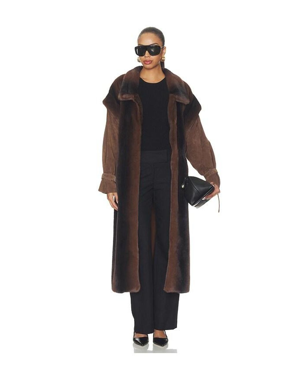 DUCIE Multicolor Harper Long Fur Coat