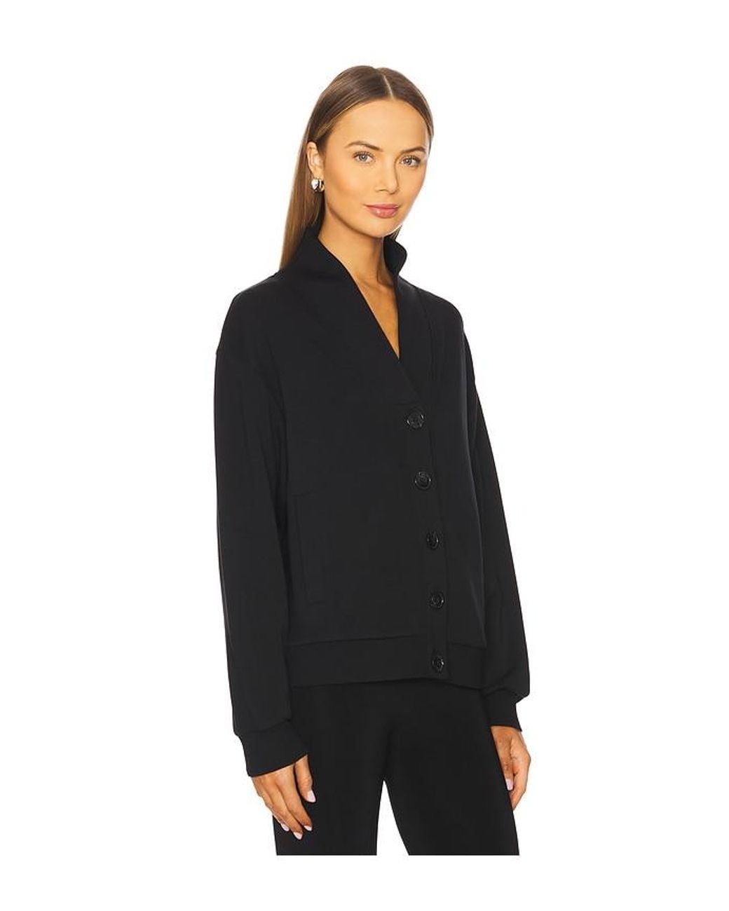 Varley Black Celeste Button Through Cardigan