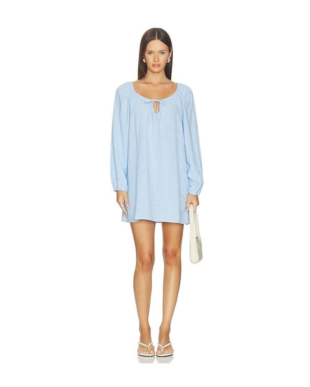 Eberjey Blue Linen Blend Short Dress