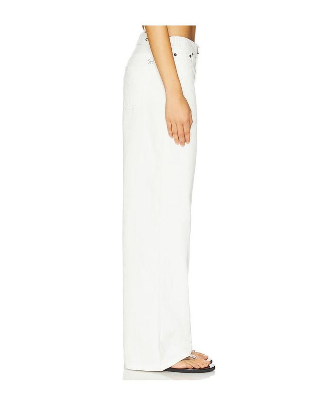 Still Here White Buckle Wide Leg Jeans