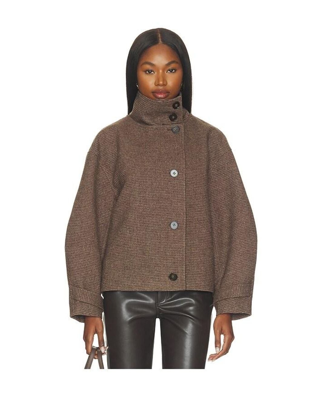 Elodie the Label Brown Walker High Neck Short Coat
