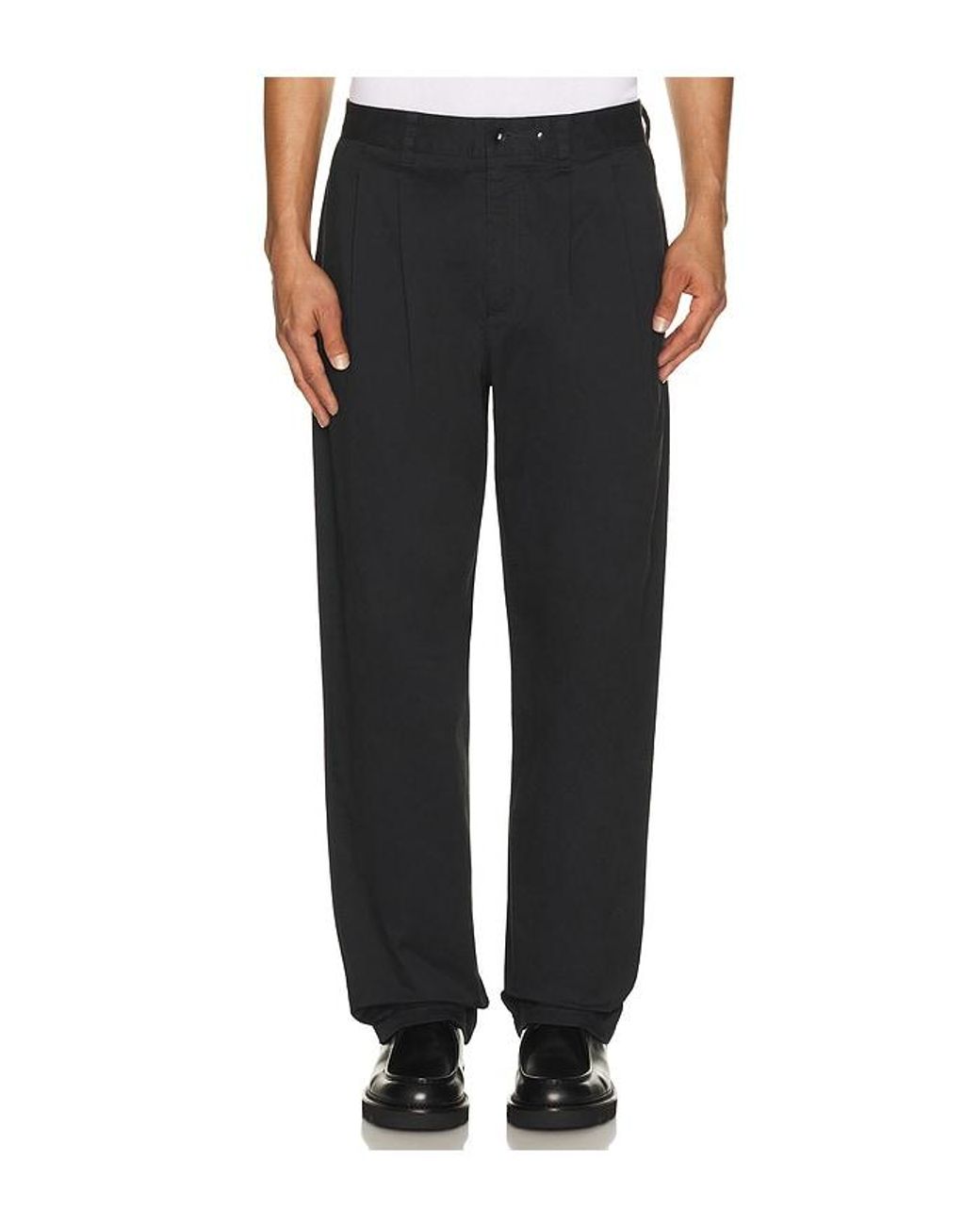 Rag & Bone Black Baggy Pleated Chino Pants for men