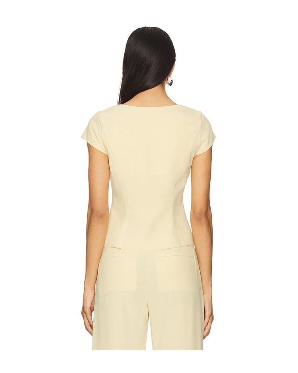 Amanda Uprichard Natural Short Sleeve Kya Top