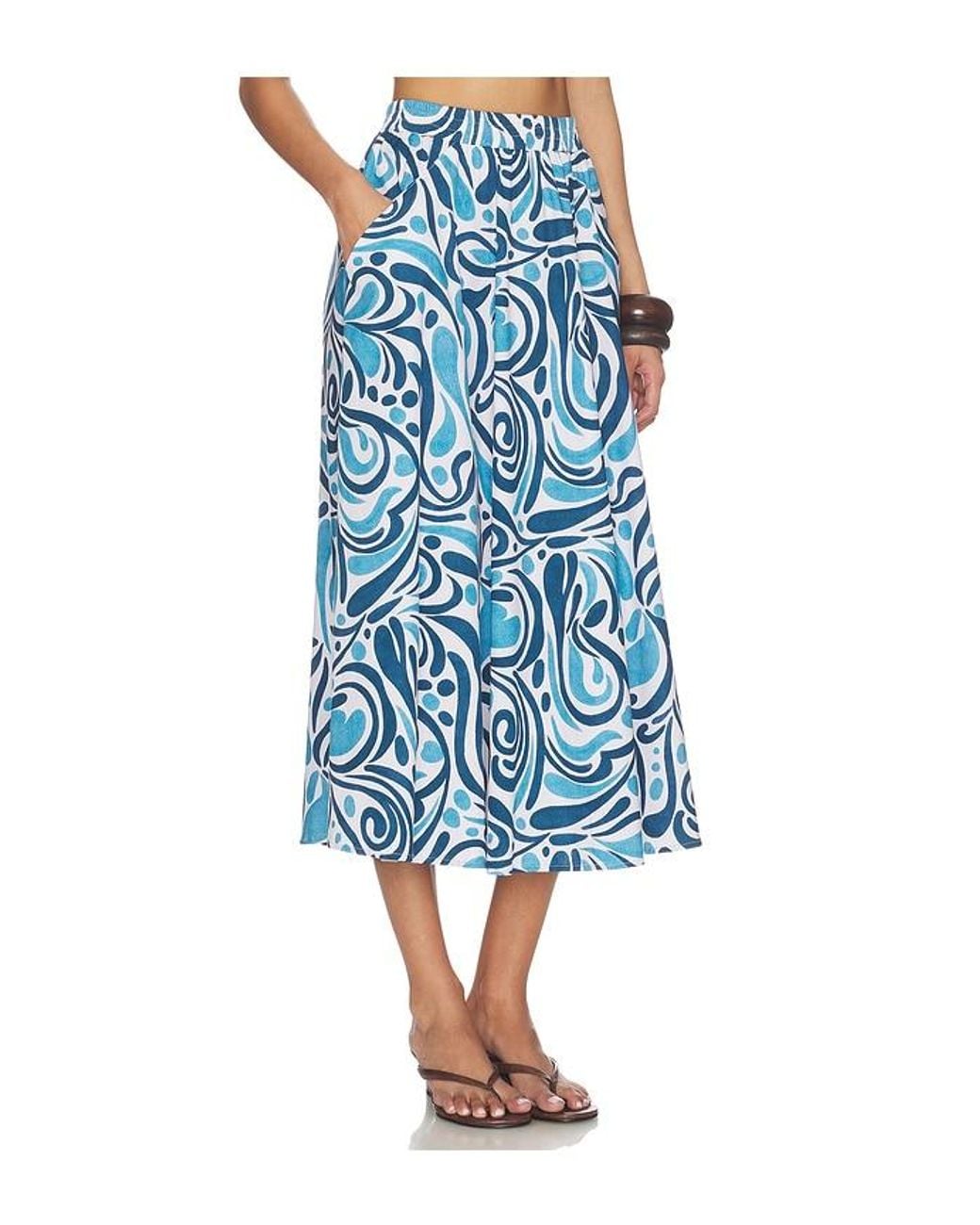 Peixoto Blue Paula Midi Skirt