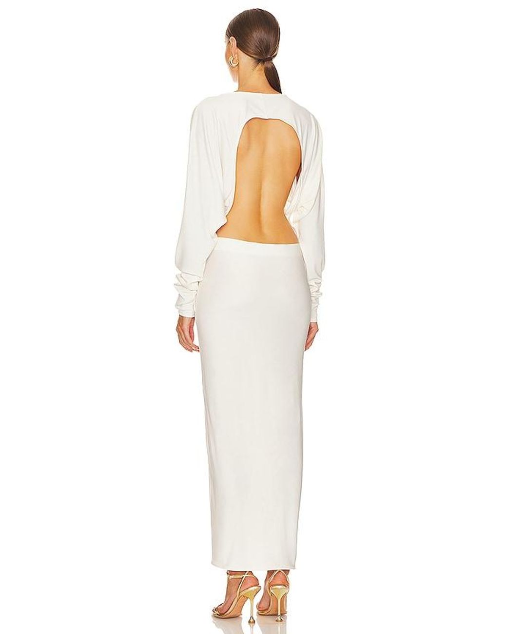 Helsa White Matte Jersey Open Back Dress
