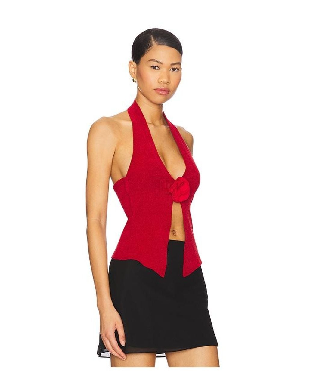 With Jean Red Rose Top