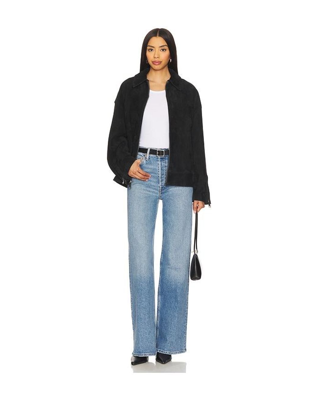 Re/done Blue 70S Ultra High Rise Wide Leg Jeans