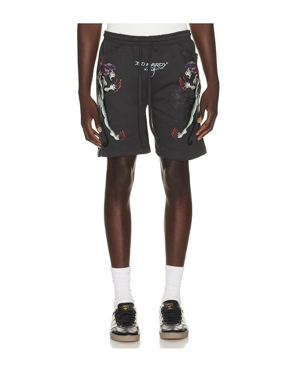 Ed Hardy Black Pantera Fleece Short for men