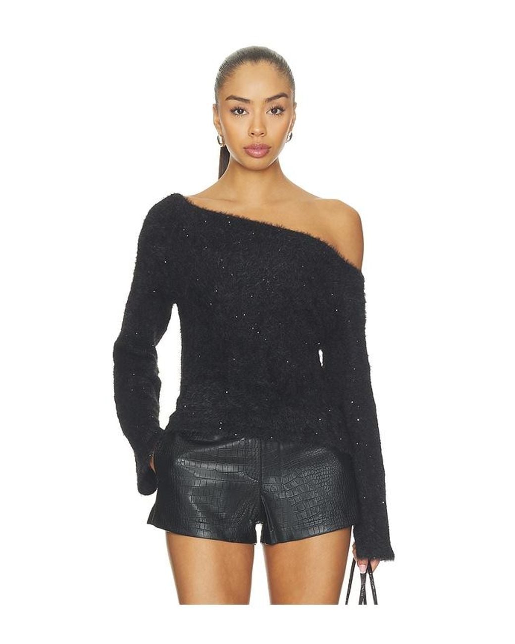 SNDY'S Black Crystal Sequin Knit Jumper