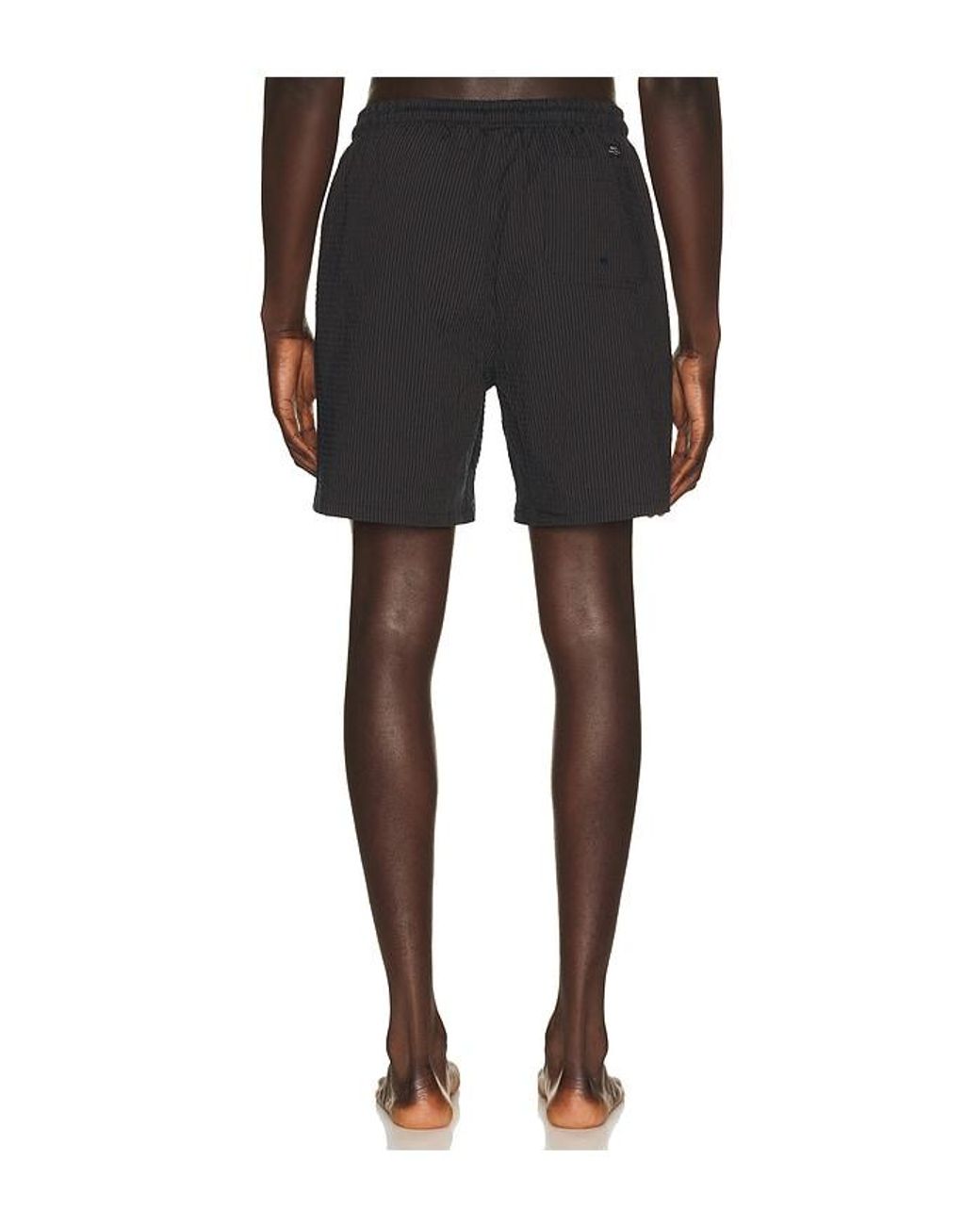 Percival Black Rowan Seersucker Swim Shorts for men