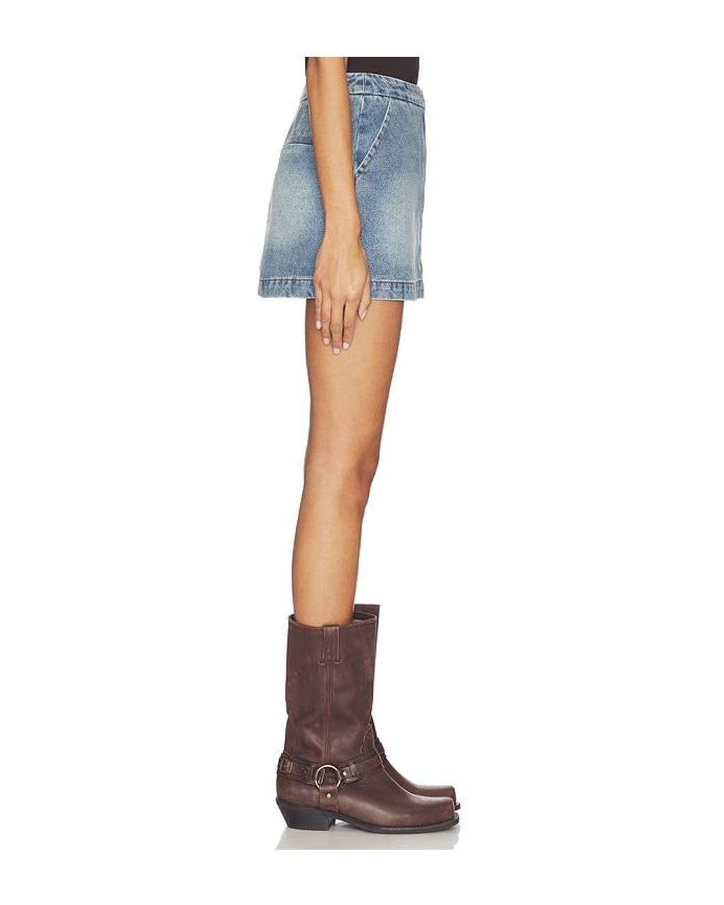 Line & Dot Blue Mottle Mini Skirt