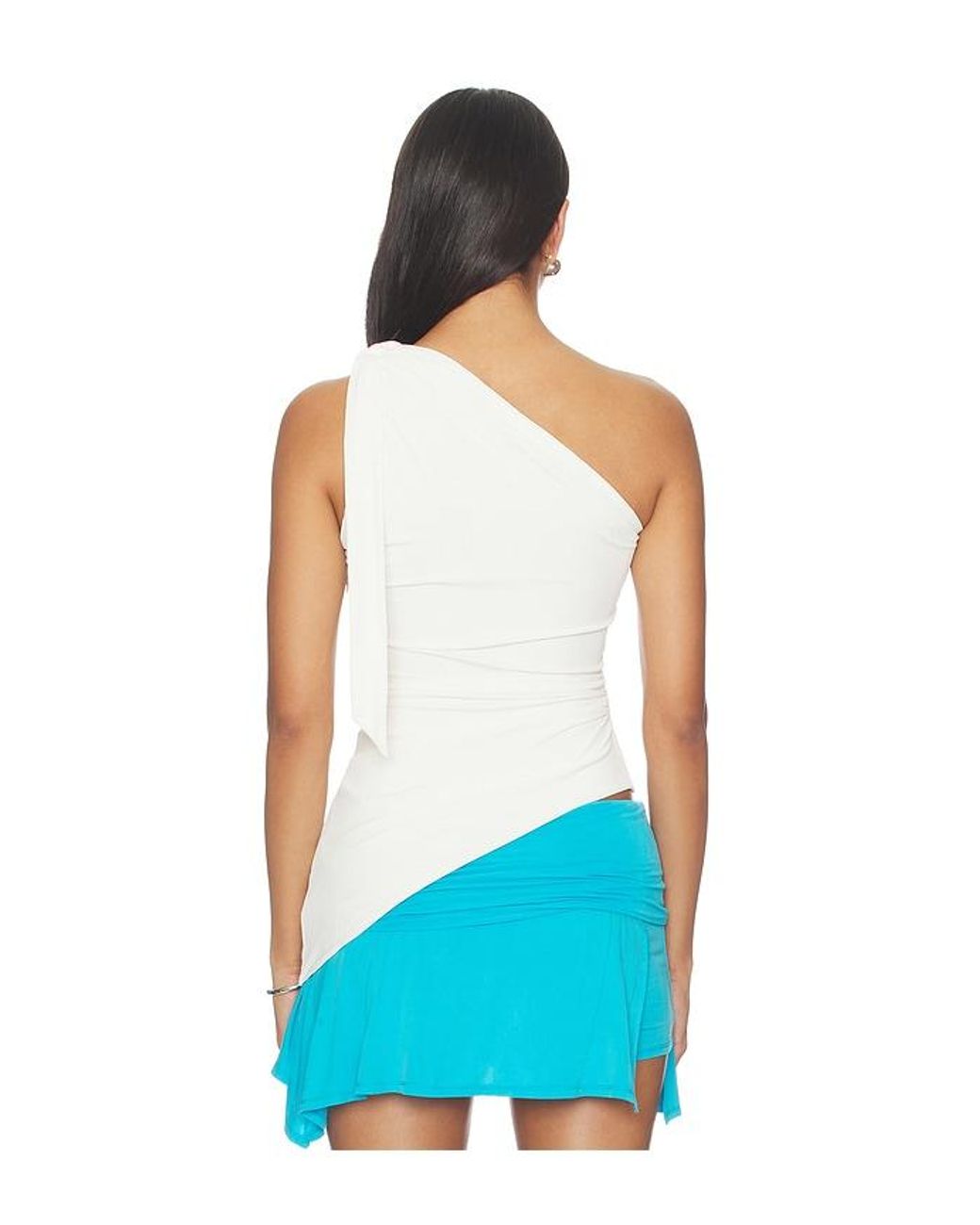 Mimchik Blue One-Shoulder Tie Top