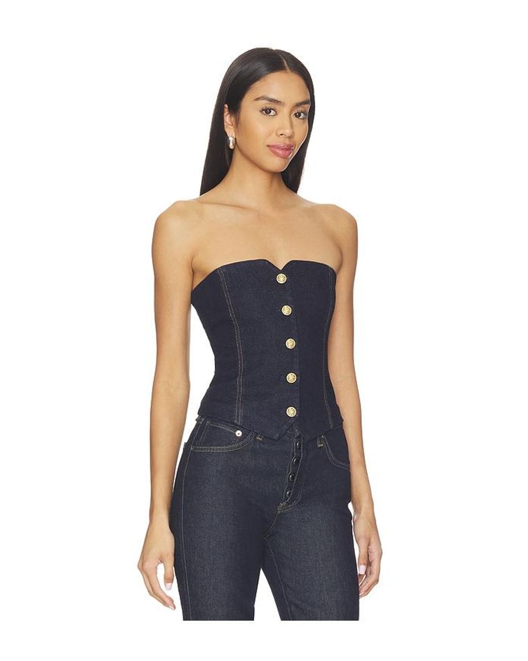 Alice + Olivia Blue Kelcey Denim Strapless Vest Top