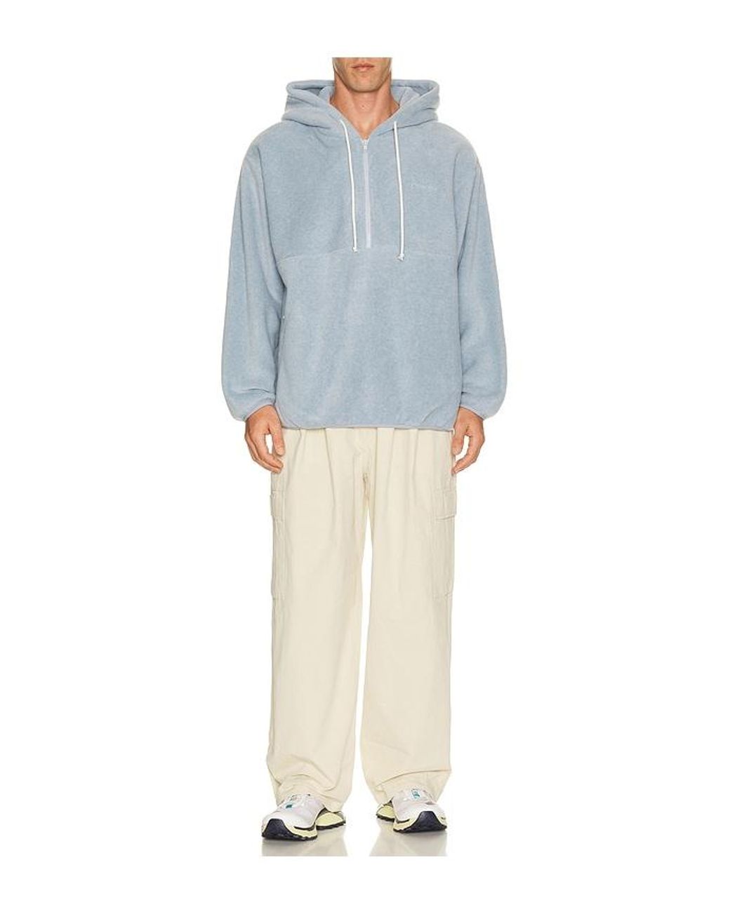 KAPPY DESIGN Blue Fleece Half Zip Hoodie F for men