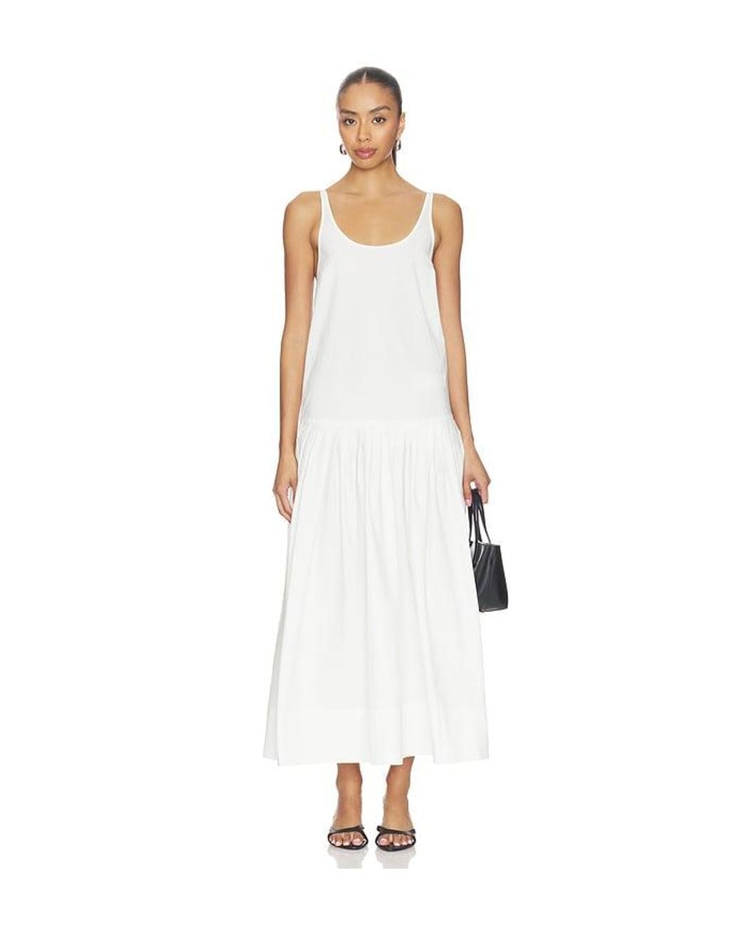 St. Agni White Relaxed Pleat Dress