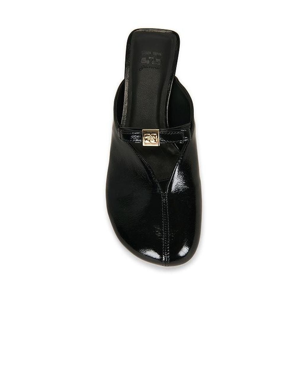Ganni Black Sue Bow Kitten Heel Deep Shine