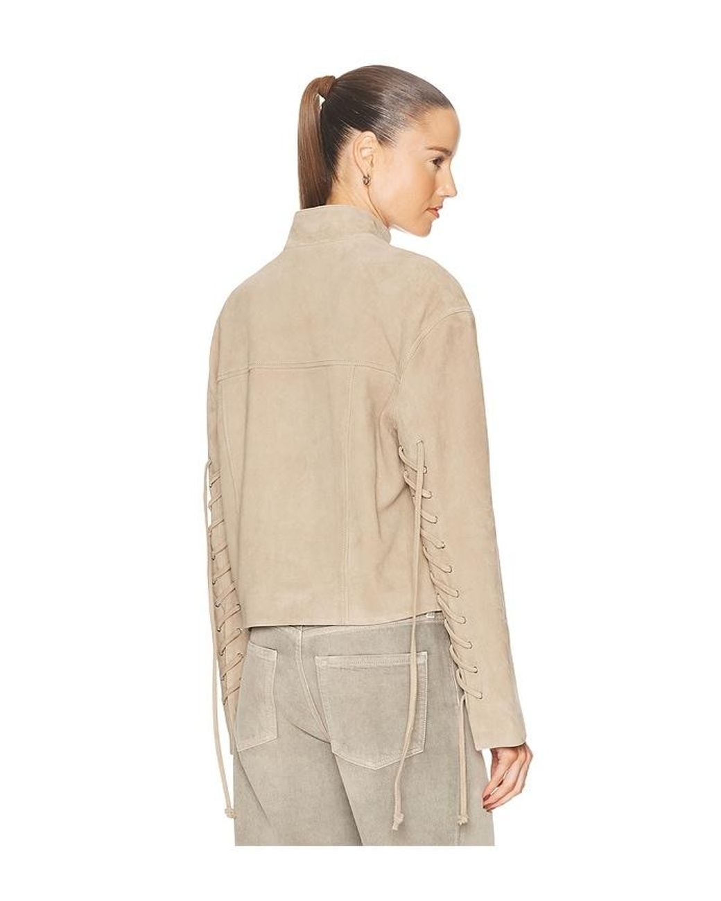 GRLFRND Natural Annika Suede Lace Up Jacket