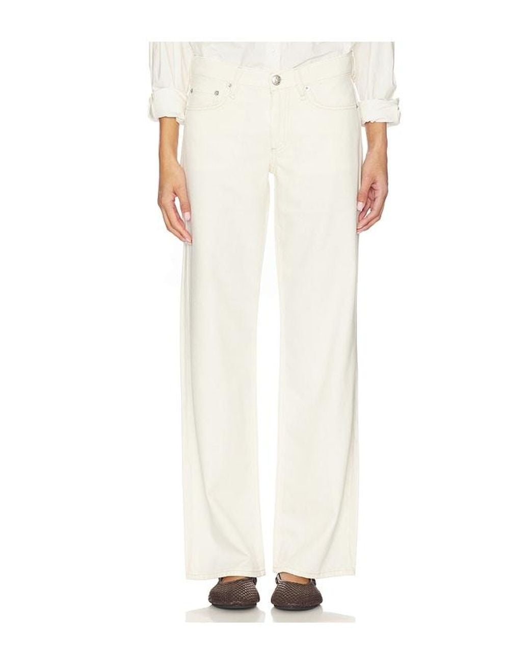 Rag & Bone White Featherweight Cam Low Rise Straight
