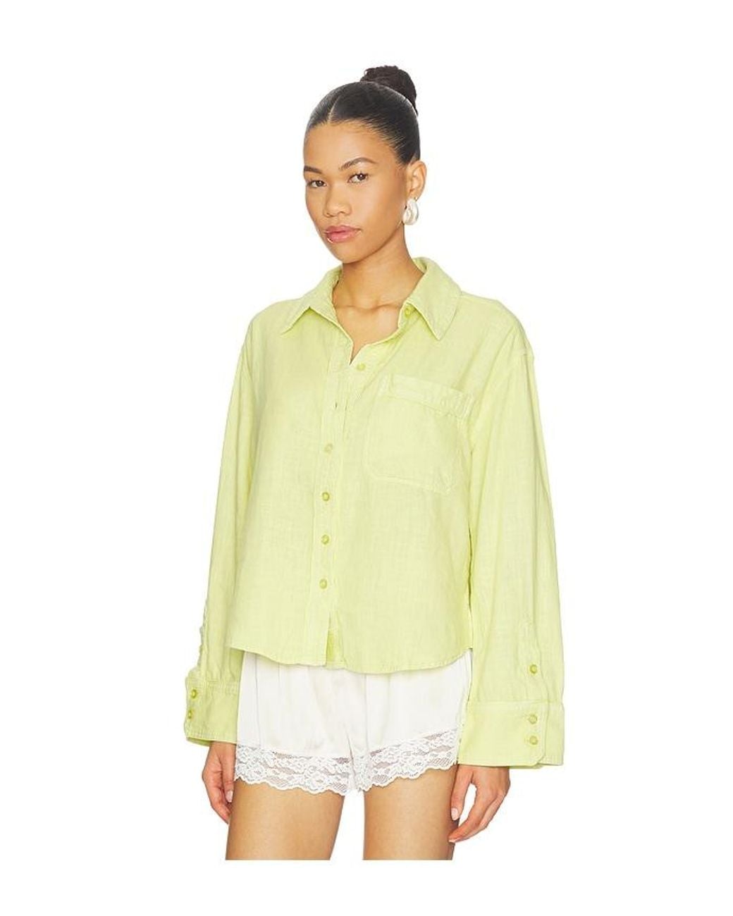 Free People Yellow X We The Free Linen Laurel Top