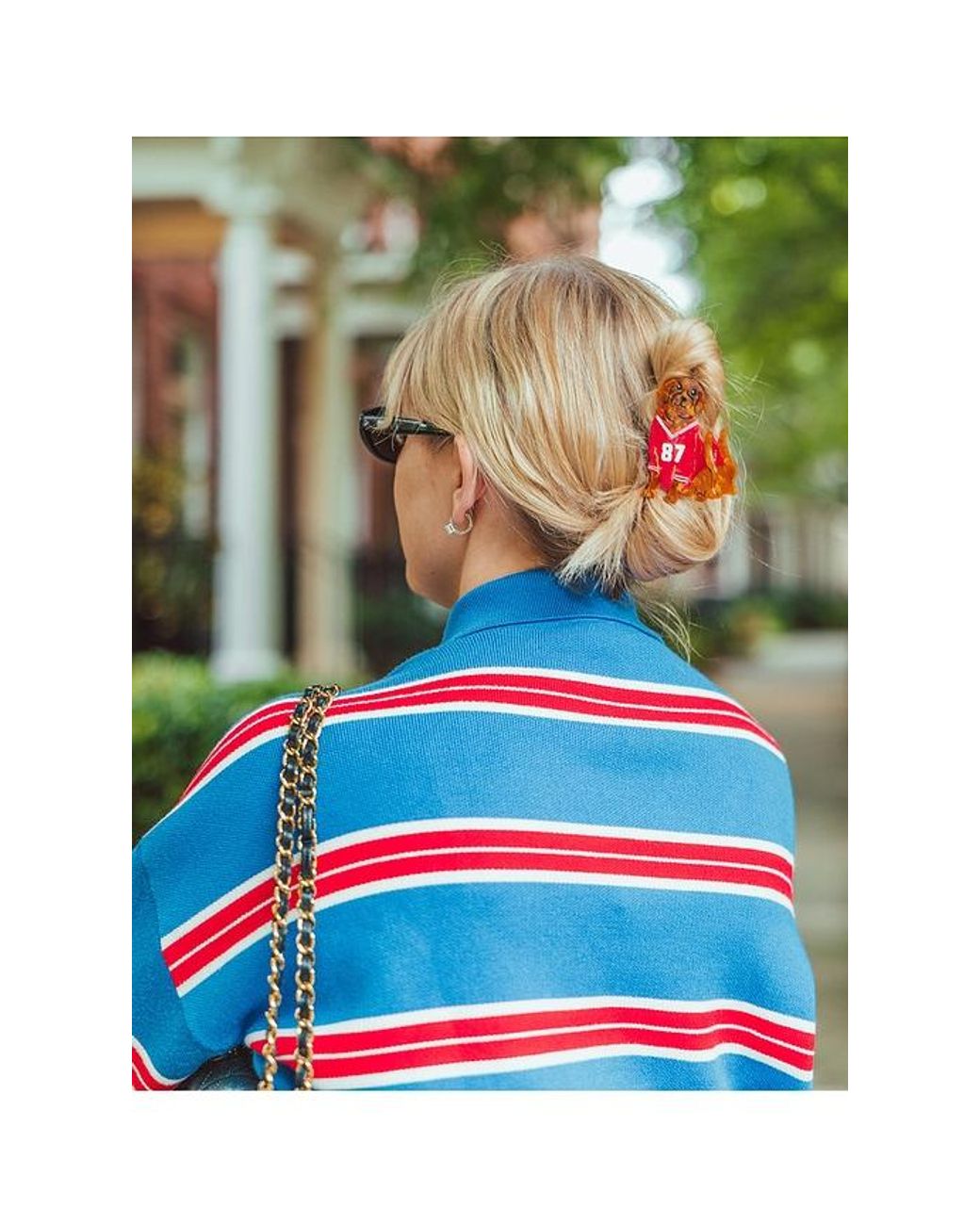 Solar Eclipse Red Hand-Painted Football Dog Claw Hair Clip