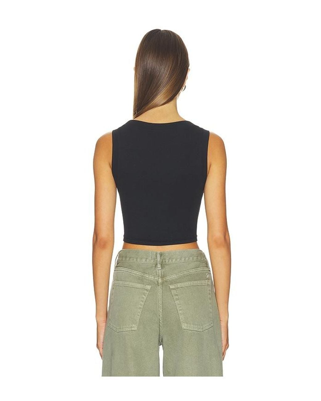 FAVORITE DAUGHTER Black The Cutting It Close Crop Tank