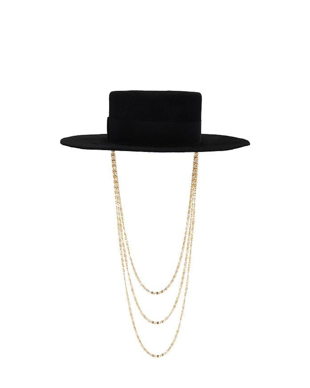 Ruslan Baginskiy Black Monogram-Embellished Canotier Hat