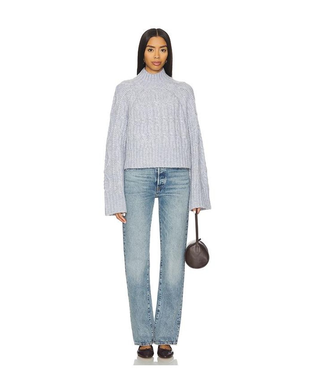 Tularosa Blue Arta Mock Neck Cable Sweater