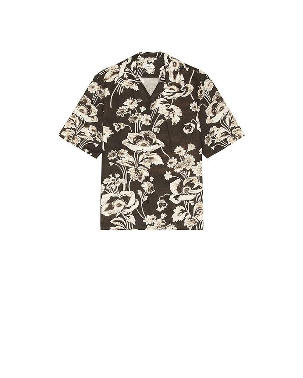 Commas Black Painted Peonies Bowling Shirt for men