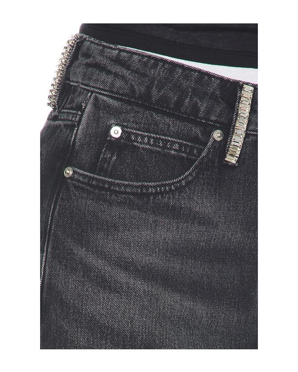 Alexander Wang Blue Denim Mini Skort With Crystal Beltloops