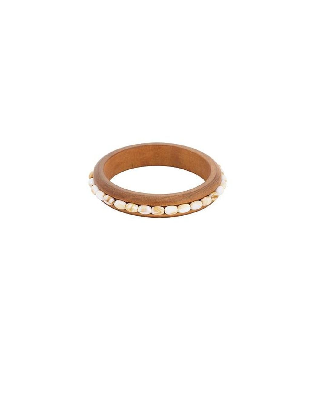 petit moments White Wooden Beaded Cuff